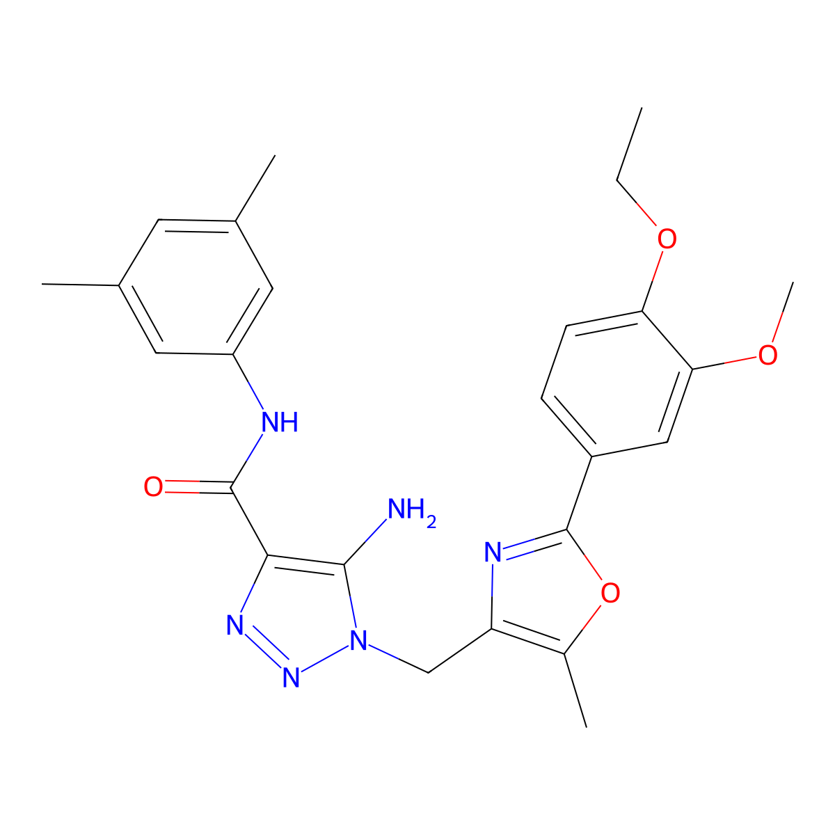 5-amino-N-(3,5-dimethylphenyl)-1-{[2-(4-ethoxy-3-methoxyphenyl)-5-methyl-1,3-oxazol-4-yl]methyl}-1H-1,2,3-triazole-4-carboxamide molecular structure, CAS 1251616-04-2