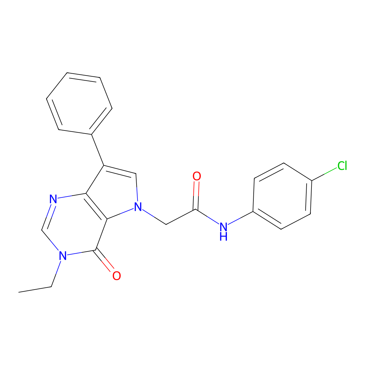 N-(4-chlorophenyl)-2-(3-ethyl-4-oxo-7-phenyl-3,4-dihydro-5H-pyrrolo[3,2-d]pyrimidin-5-yl)acetamide molecular structure, CAS 1251616-09-7