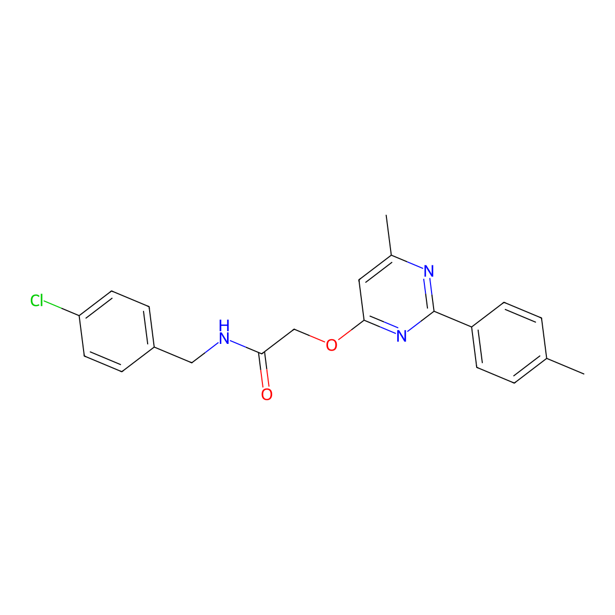 N-(4-chlorobenzyl)-2-((6-methyl-2-(p-tolyl)pyrimidin-4-yl)oxy)acetamide molecular structure, CAS 1251616-11-1