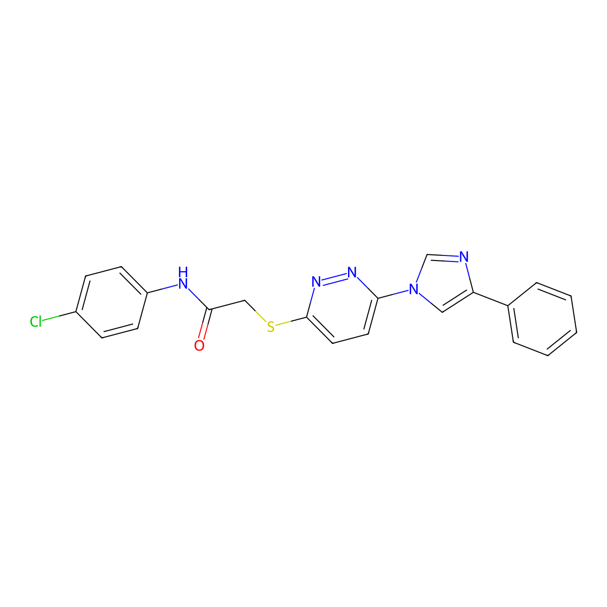 N-(4-chlorophenyl)-2-((6-(4-phenyl-1H-imidazol-1-yl)pyridazin-3-yl)thio)acetamide molecular structure, CAS 1251616-17-7