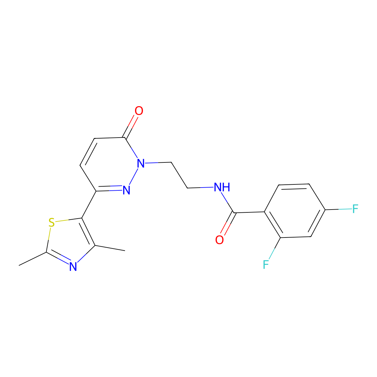 N-(2-(3-(2,4-dimethylthiazol-5-yl)-6-oxopyridazin-1(6H)-yl)ethyl)-2,4-difluorobenzamide molecular structure, CAS 1251616-18-8