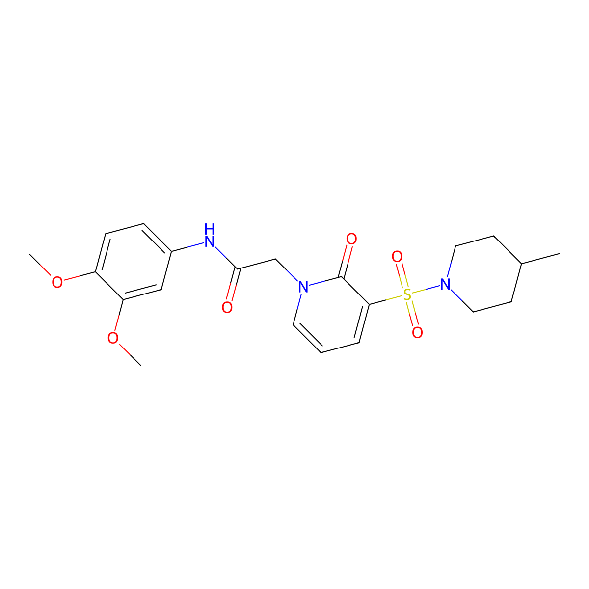 N-(3,4-dimethoxyphenyl)-2-(3-((4-methylpiperidin-1-yl)sulfonyl)-2-oxopyridin-1(2H)-yl)acetamide molecular structure, CAS 1251616-20-2