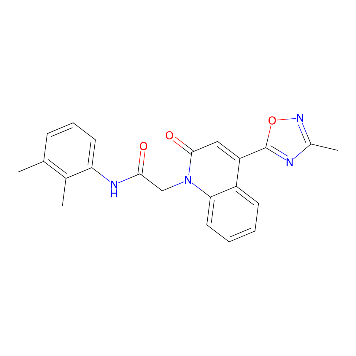 N-(2,3-dimethylphenyl)-2-[4-(3-methyl-1,2,4-oxadiazol-5-yl)-2-oxo-1,2-dihydroquinolin-1-yl]acetamide molecular structure, CAS 1251616-24-6