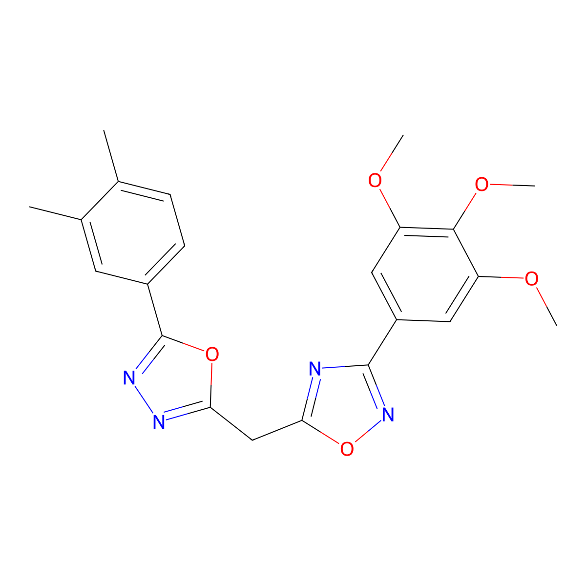 5-{[5-(3,4-Dimethylphenyl)-1,3,4-oxadiazol-2-yl]methyl}-3-(3,4,5-trimethoxyphenyl)-1,2,4-oxadiazole molecular structure, CAS 1251616-27-9