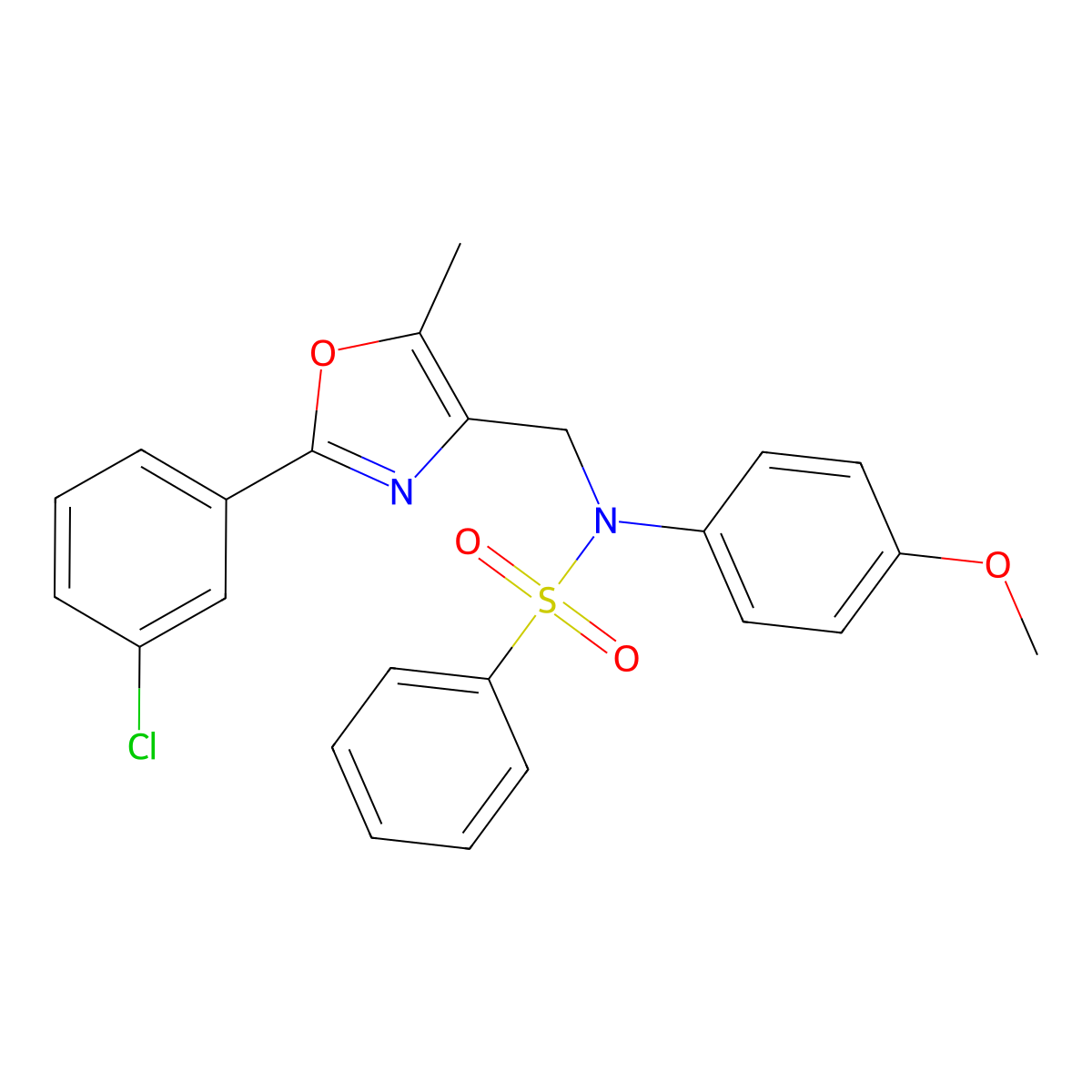 N-{[2-(3-chlorophenyl)-5-methyl-1,3-oxazol-4-yl]methyl}-N-(4-methoxyphenyl)benzenesulfonamide molecular structure, CAS 1251616-41-7