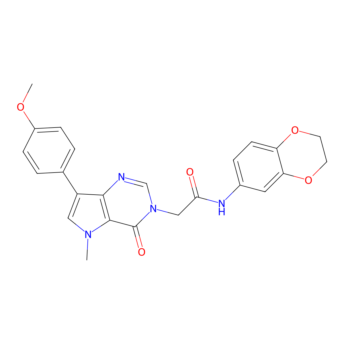 N-(2,3-dihydrobenzo[b][1,4]dioxin-6-yl)-2-(7-(4-methoxyphenyl)-5-methyl-4-oxo-4,5-dihydro-3H-pyrrolo[3,2-d]pyrimidin-3-yl)acetamide molecular structure, CAS 1251616-61-1