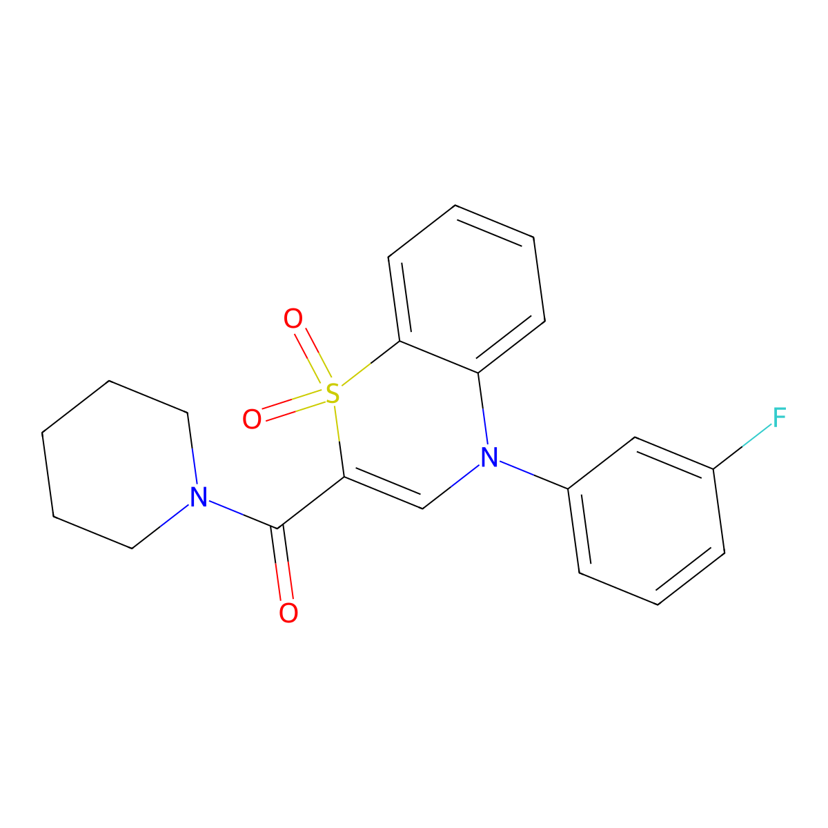 4-(3-fluorophenyl)-2-(piperidine-1-carbonyl)-4H-1lambda6,4-benzothiazine-1,1-dione molecular structure, CAS 1251616-66-6