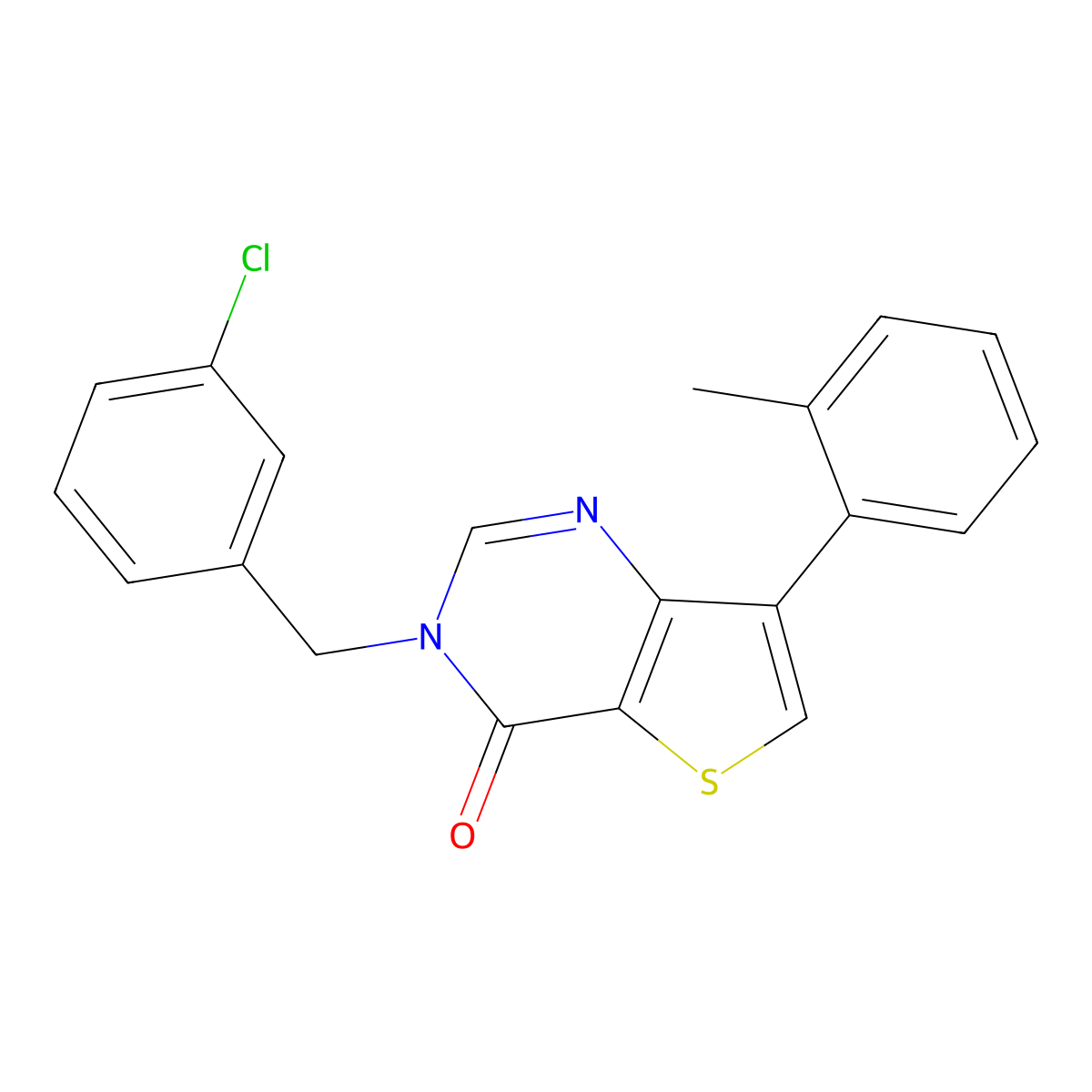 3-(3-chlorobenzyl)-7-(2-methylphenyl)thieno[3,2-d]pyrimidin-4(3H)-one molecular structure, CAS 1251616-77-9