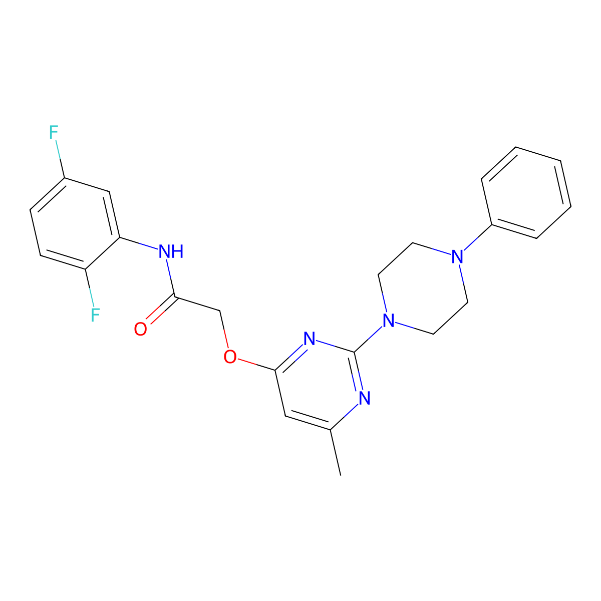 N-(2,5-difluorophenyl)-2-{[6-methyl-2-(4-phenylpiperazin-1-yl)pyrimidin-4-yl]oxy}acetamide molecular structure, CAS 1251616-89-3