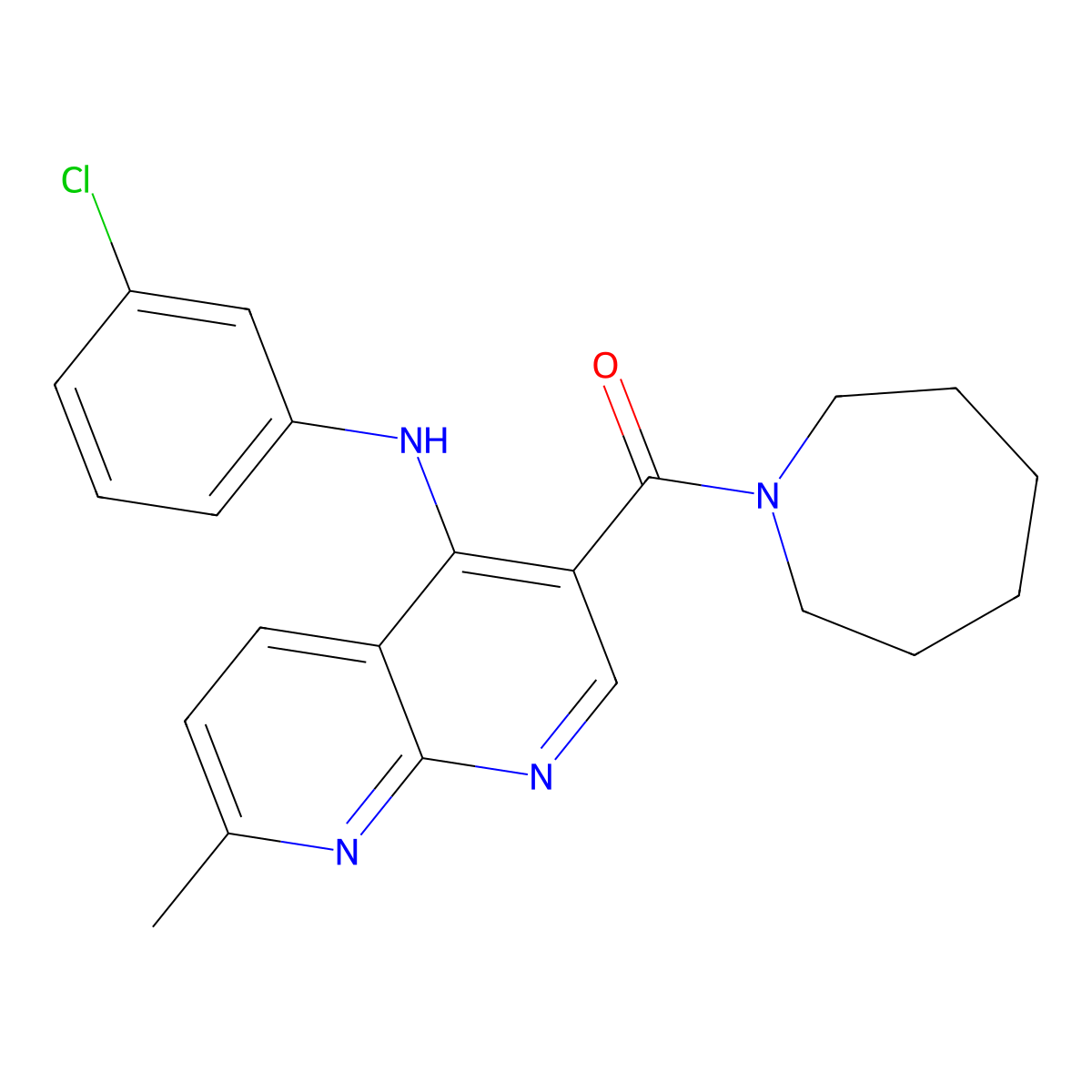3-(azepan-1-ylcarbonyl)-N-(3-chlorophenyl)-7-methyl-1,8-naphthyridin-4-amine molecular structure, CAS 1251616-97-3
