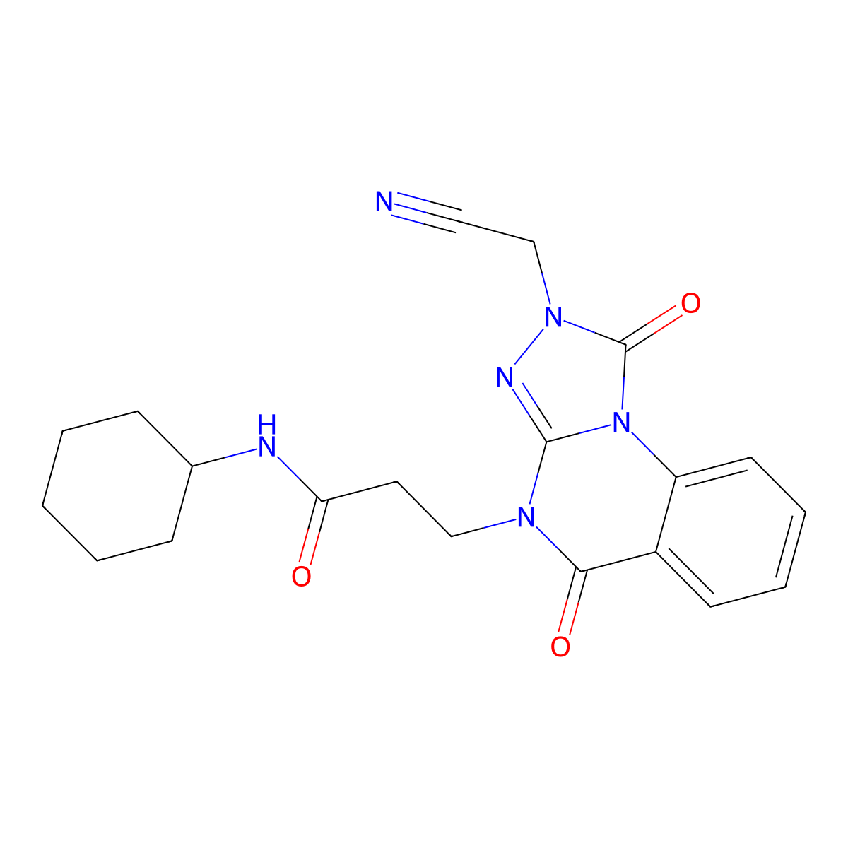 3-[2-(cyanomethyl)-1,5-dioxo-1H,2H,4H,5H-[1,2,4]triazolo[4,3-a]quinazolin-4-yl]-N-cyclohexylpropanamide molecular structure, CAS 1251616-98-4