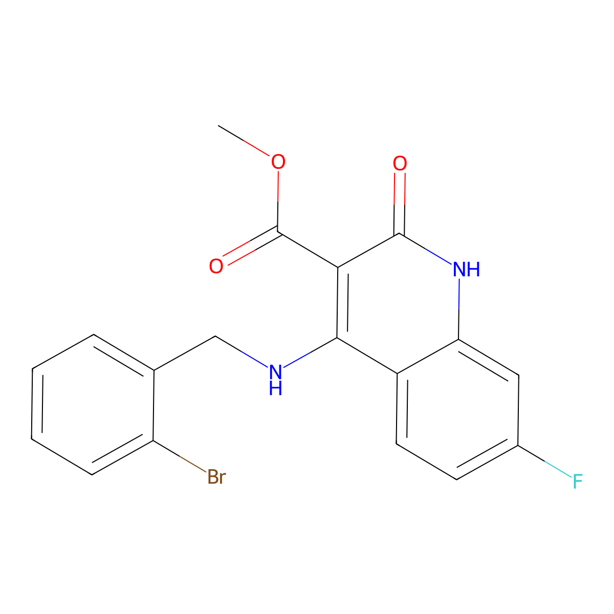 Methyl 4-((2-bromobenzyl)amino)-7-fluoro-2-oxo-1,2-dihydroquinoline-3-carboxylate molecular structure, CAS 1251617-00-1
