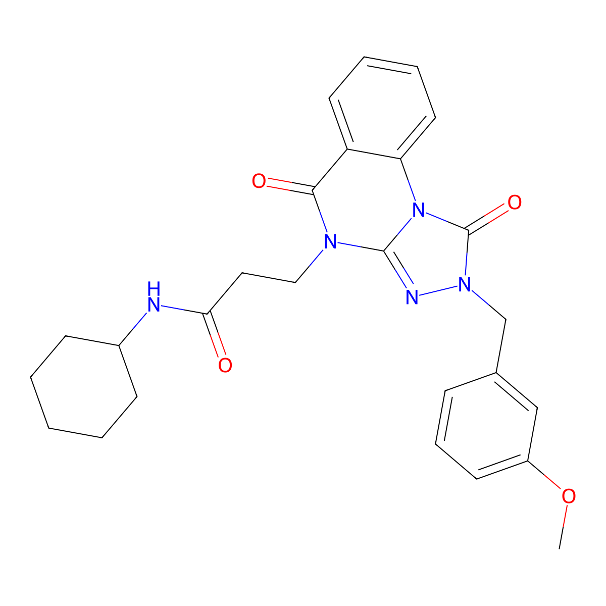 N-cyclohexyl-3-(2-(3-methoxybenzyl)-1,5-dioxo-1,2-dihydro-[1,2,4]triazolo[4,3-a]quinazolin-4(5H)-yl)propanamide molecular structure, CAS 1251617-02-3