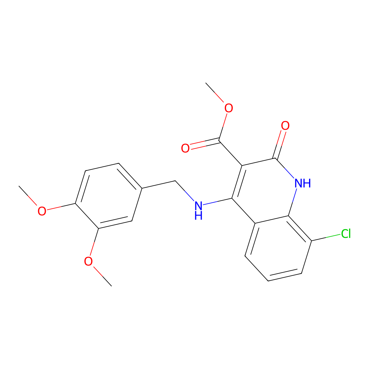 Methyl 8-chloro-4-((3,4-dimethoxybenzyl)amino)-2-oxo-1,2-dihydroquinoline-3-carboxylate molecular structure, CAS 1251617-07-8