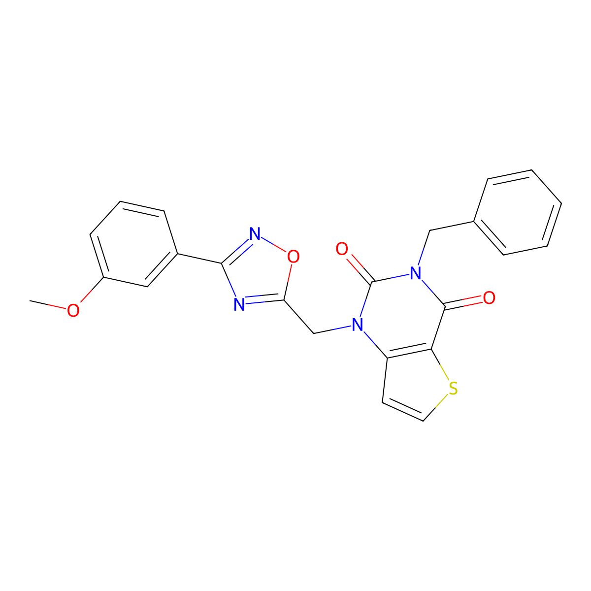 3-benzyl-1-{[3-(3-methoxyphenyl)-1,2,4-oxadiazol-5-yl]methyl}-1H,2H,3H,4H-thieno[3,2-d]pyrimidine-2,4-dione molecular structure, CAS 1251617-08-9