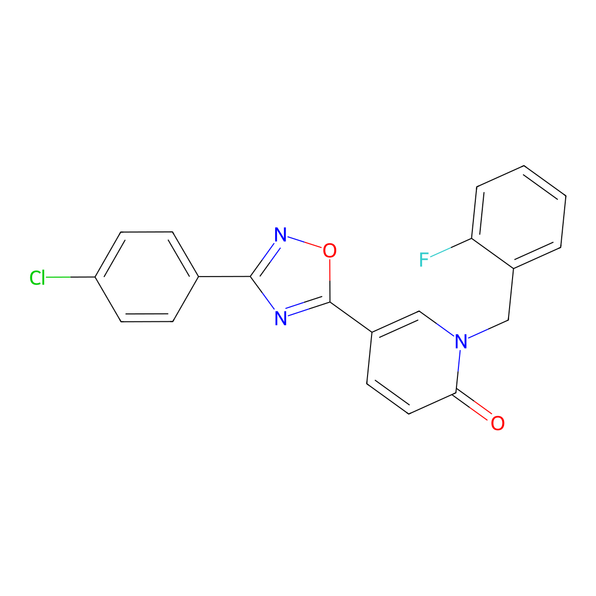 5-(3-(4-chlorophenyl)-1,2,4-oxadiazol-5-yl)-1-(2-fluorobenzyl)pyridin-2(1H)-one molecular structure, CAS 1251617-12-5