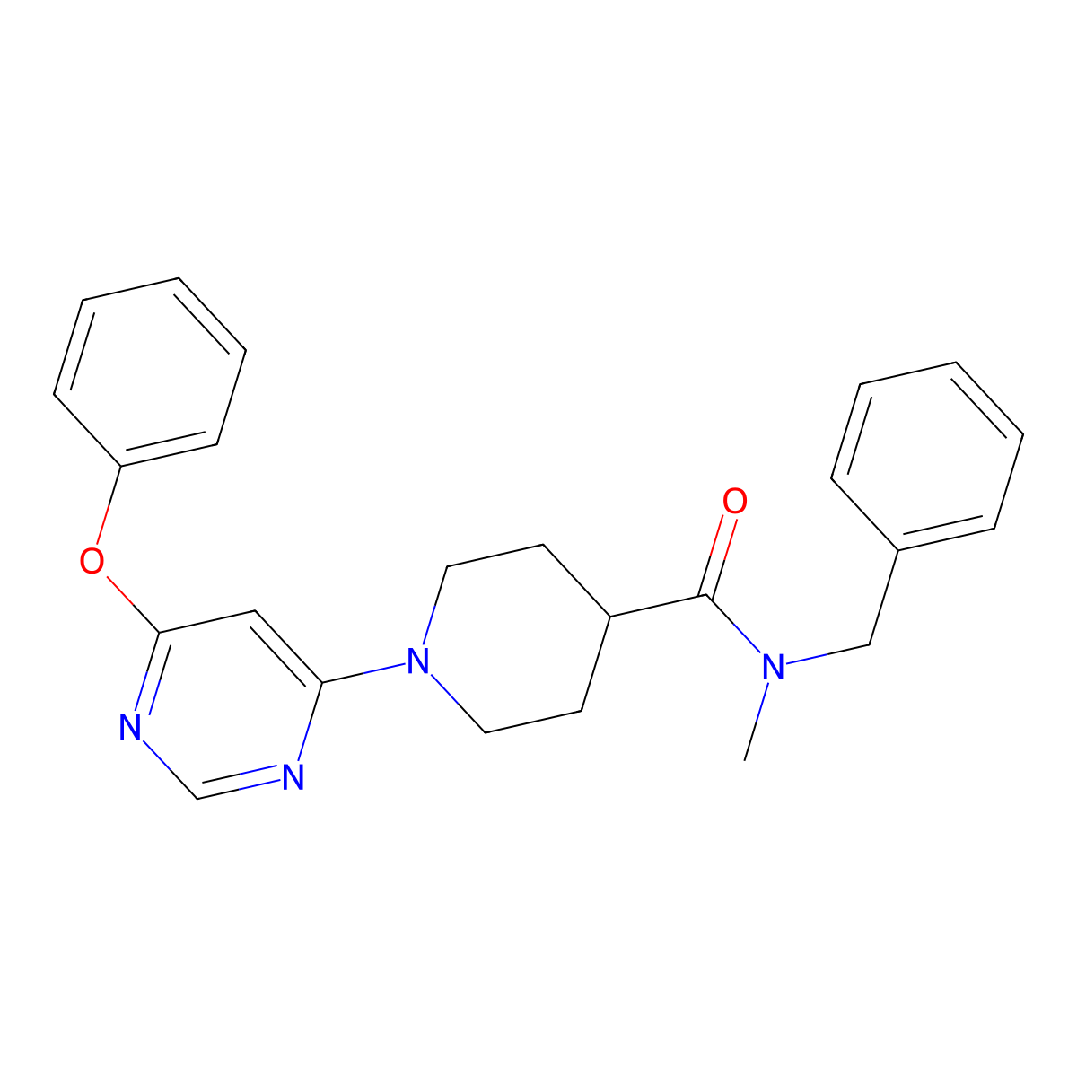 N-benzyl-N-methyl-1-(6-phenoxypyrimidin-4-yl)piperidine-4-carboxamide molecular structure, CAS 1251617-16-9