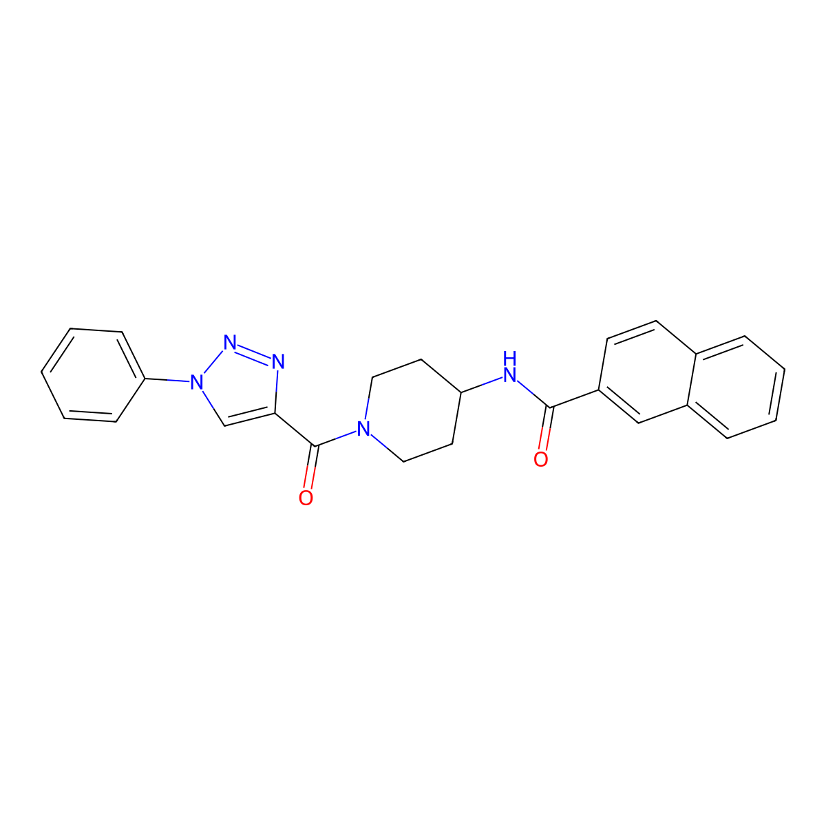 N-(1-(1-phenyl-1H-1,2,3-triazole-4-carbonyl)piperidin-4-yl)-2-naphthamide molecular structure, CAS 1251617-20-5