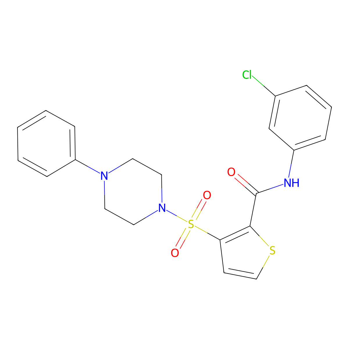 N-(3-chlorophenyl)-3-[(4-phenylpiperazin-1-yl)sulfonyl]thiophene-2-carboxamide molecular structure, CAS 1251617-21-6