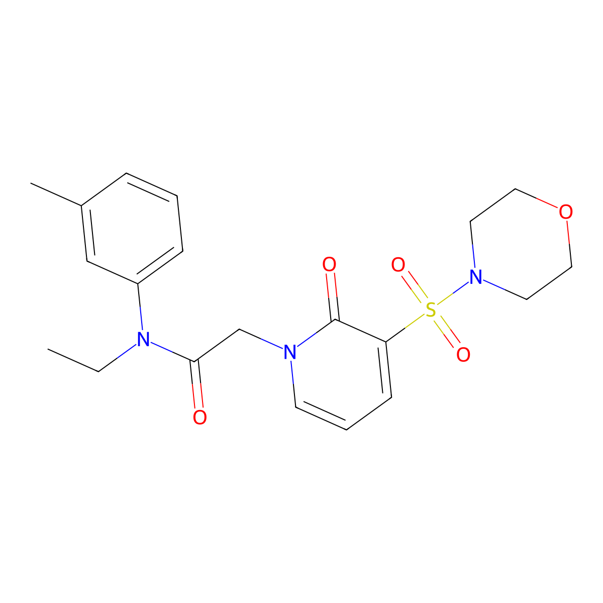 N-ethyl-N-(3-methylphenyl)-2-[3-(morpholine-4-sulfonyl)-2-oxo-1,2-dihydropyridin-1-yl]acetamide molecular structure, CAS 1251617-22-7