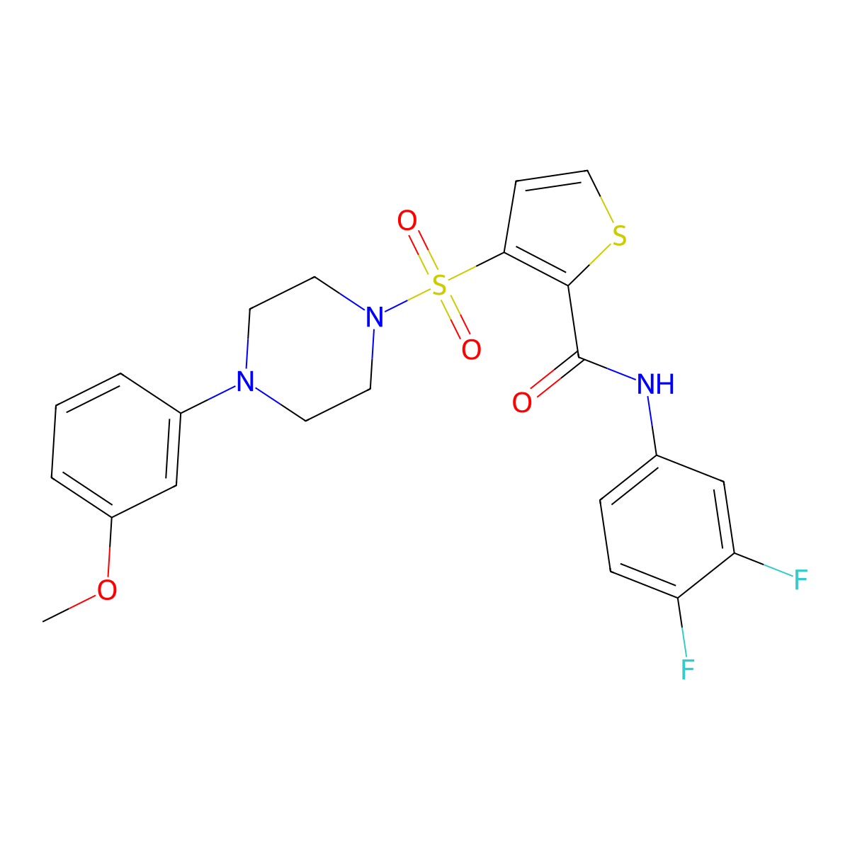 N-(3,4-difluorophenyl)-3-{[4-(3-methoxyphenyl)piperazin-1-yl]sulfonyl}thiophene-2-carboxamide molecular structure, CAS 1251617-30-7
