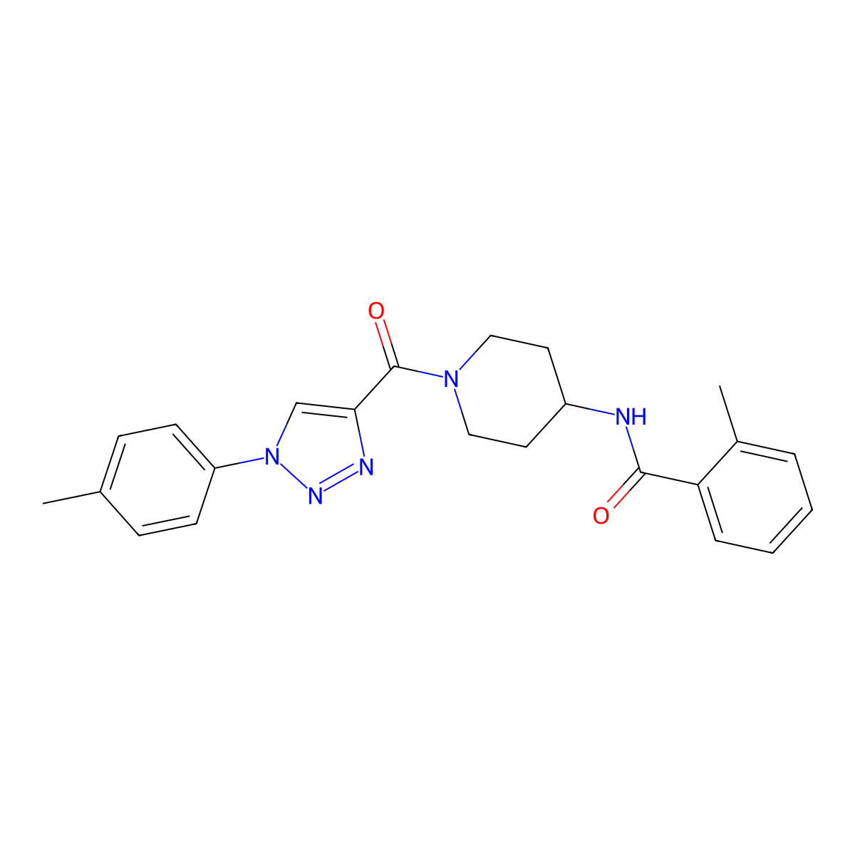 2-methyl-N-(1-(1-(p-tolyl)-1H-1,2,3-triazole-4-carbonyl)piperidin-4-yl)benzamide molecular structure, CAS 1251617-32-9