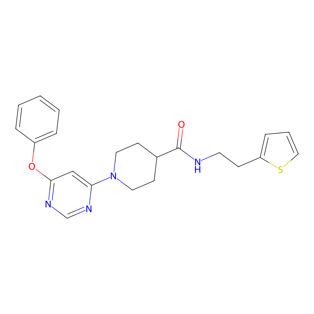 1-(6-phenoxypyrimidin-4-yl)-N-[2-(2-thienyl)ethyl]piperidine-4-carboxamide molecular structure, CAS 1251617-33-0