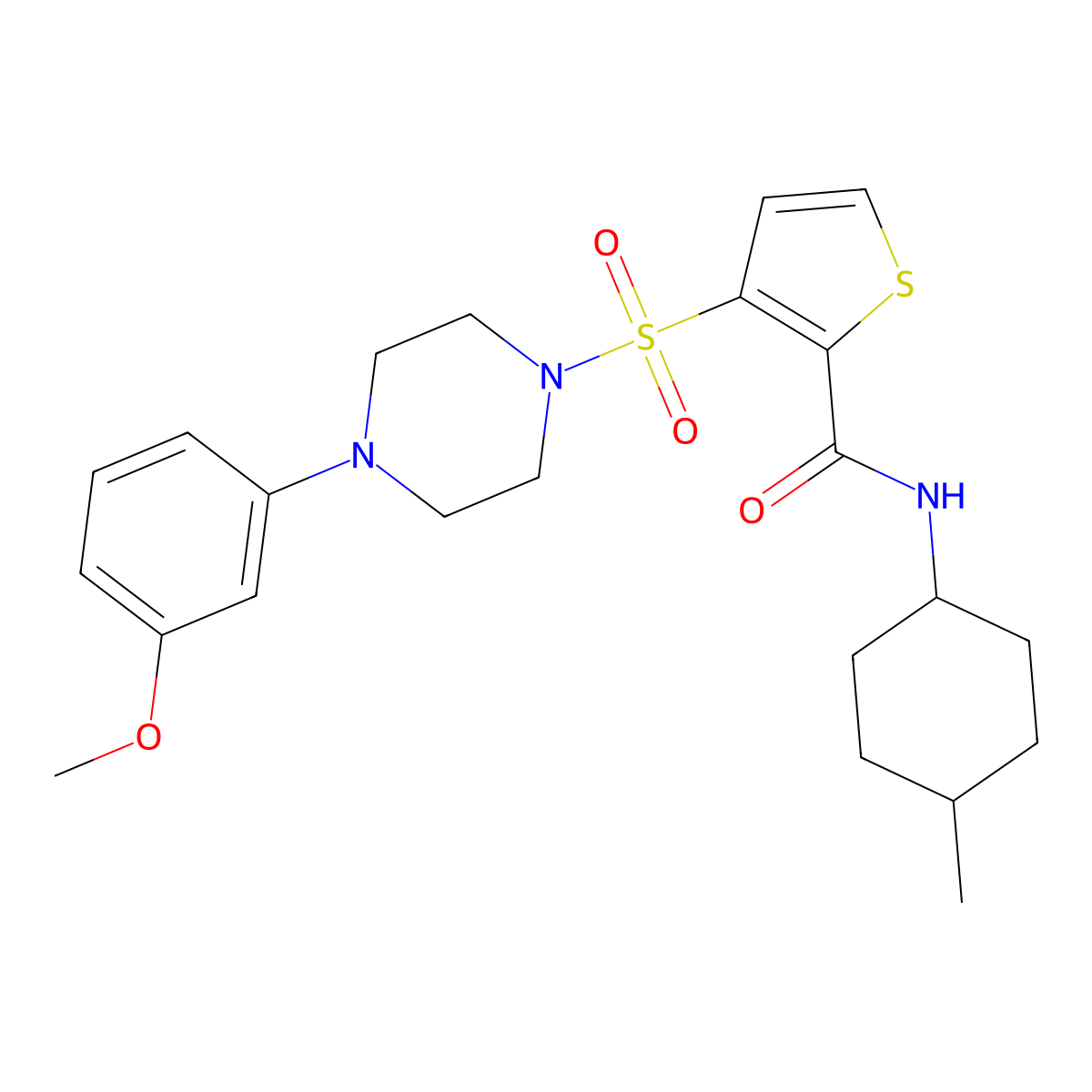 3-{[4-(3-methoxyphenyl)piperazin-1-yl]sulfonyl}-N-(4-methylcyclohexyl)thiophene-2-carboxamide molecular structure, CAS 1251617-37-4