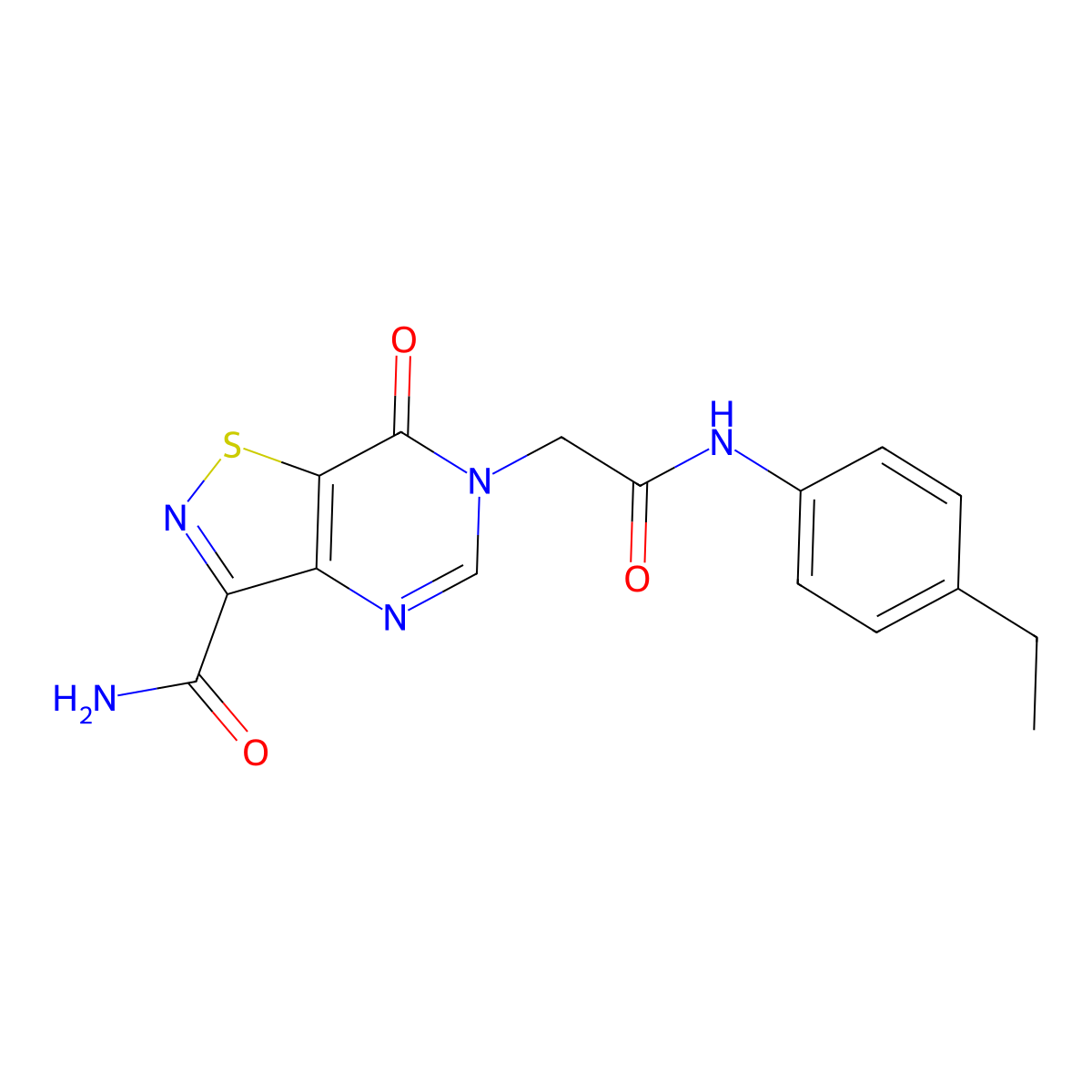 6-{[(4-ethylphenyl)carbamoyl]methyl}-7-oxo-6H,7H-[1,2]thiazolo[4,5-d]pyrimidine-3-carboxamide molecular structure, CAS 1251617-39-6