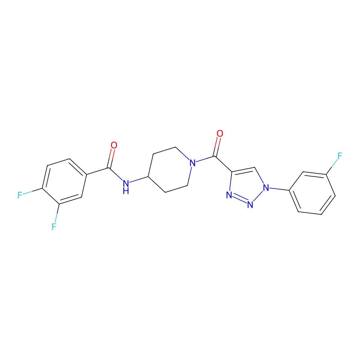 3,4-difluoro-N-{1-[1-(3-fluorophenyl)-1H-1,2,3-triazole-4-carbonyl]piperidin-4-yl}benzamide molecular structure, CAS 1251617-45-4