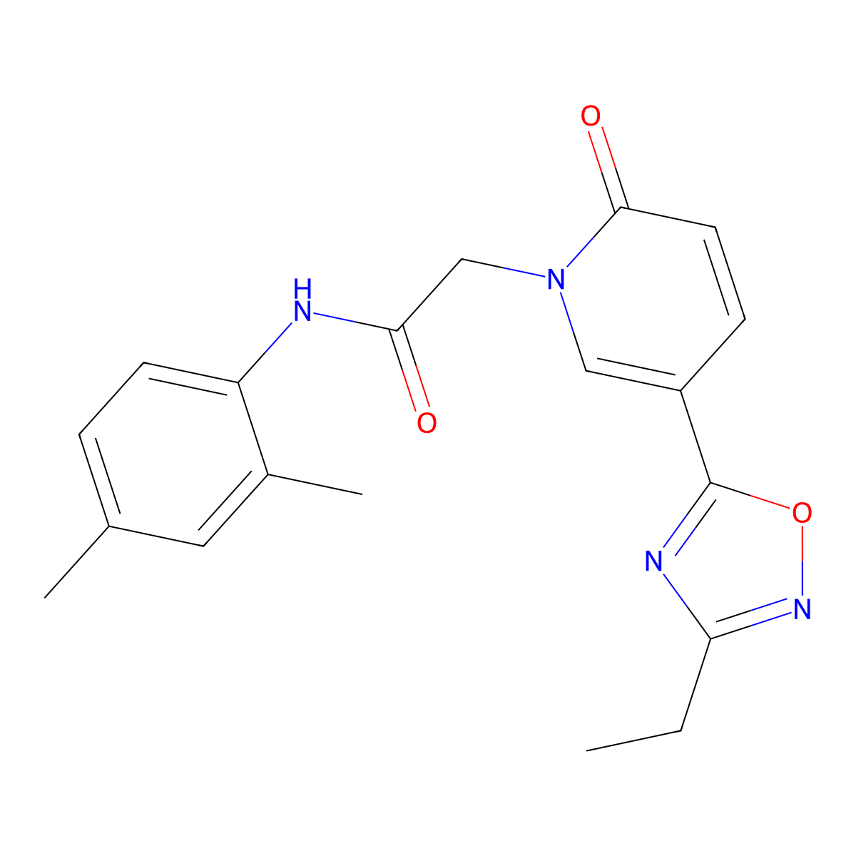 N-(2,4-dimethylphenyl)-2-(5-(3-ethyl-1,2,4-oxadiazol-5-yl)-2-oxopyridin-1(2H)-yl)acetamide molecular structure, CAS 1251617-46-5