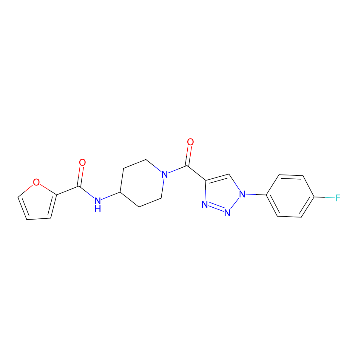 N-{1-[1-(4-fluorophenyl)-1H-1,2,3-triazole-4-carbonyl]piperidin-4-yl}furan-2-carboxamide molecular structure, CAS 1251617-50-1