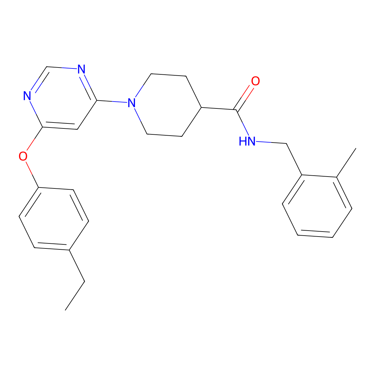 1-[6-(4-ethylphenoxy)pyrimidin-4-yl]-N-(2-methylbenzyl)piperidine-4-carboxamide molecular structure, CAS 1251617-51-2