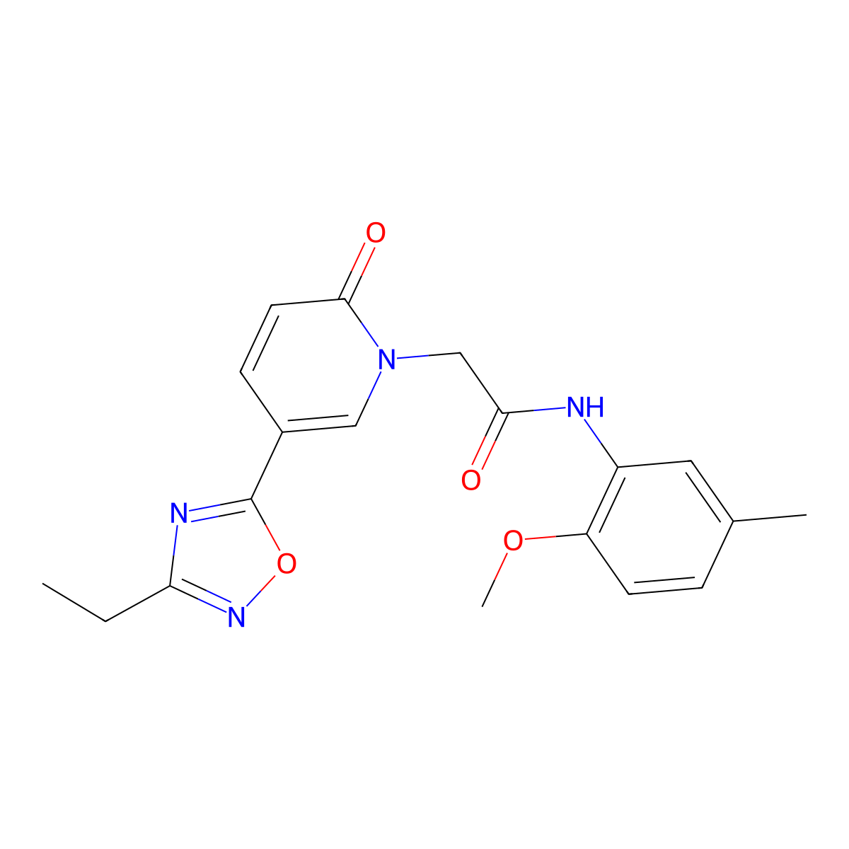 2-(5-(3-ethyl-1,2,4-oxadiazol-5-yl)-2-oxopyridin-1(2H)-yl)-N-(2-methoxy-5-methylphenyl)acetamide molecular structure, CAS 1251617-56-7