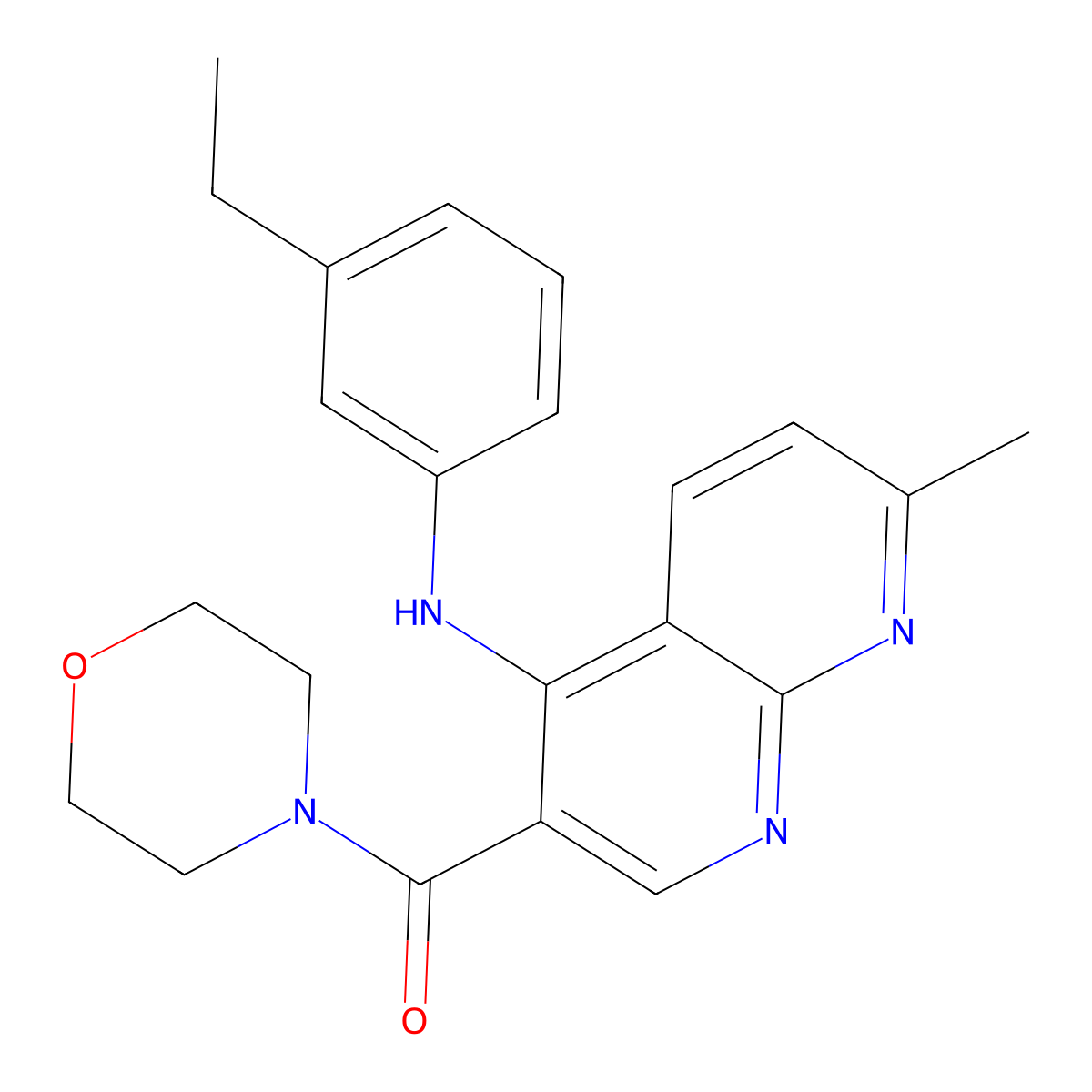 (4-((3-Ethylphenyl)amino)-7-methyl-1,8-naphthyridin-3-yl)(morpholino)methanone molecular structure, CAS 1251617-58-9