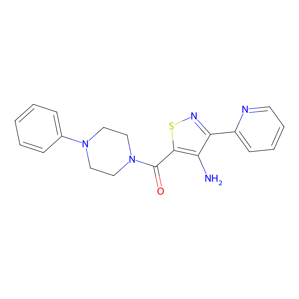 5-(4-Phenylpiperazine-1-carbonyl)-3-(pyridin-2-yl)-1,2-thiazol-4-amine molecular structure, CAS 1251617-70-5