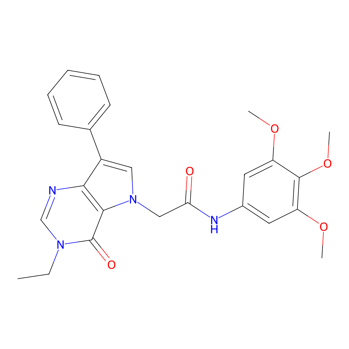2-(3-ethyl-4-oxo-7-phenyl-3,4-dihydro-5H-pyrrolo[3,2-d]pyrimidin-5-yl)-N-(3,4,5-trimethoxyphenyl)acetamide molecular structure, CAS 1251618-17-3