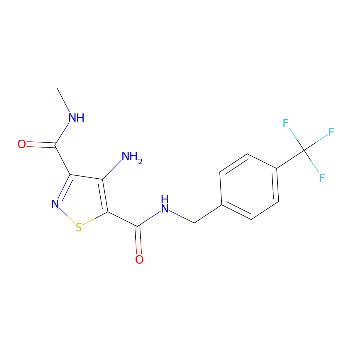 4-amino-N3-methyl-N5-(4-(trifluoromethyl)benzyl)isothiazole-3,5-dicarboxamide molecular structure, CAS 1251618-23-1