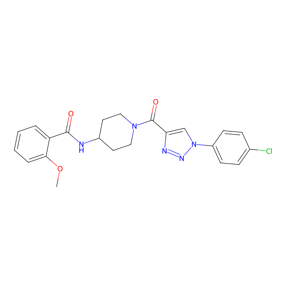 N-(1-(1-(4-chlorophenyl)-1H-1,2,3-triazole-4-carbonyl)piperidin-4-yl)-2-methoxybenzamide molecular structure, CAS 1251618-24-2