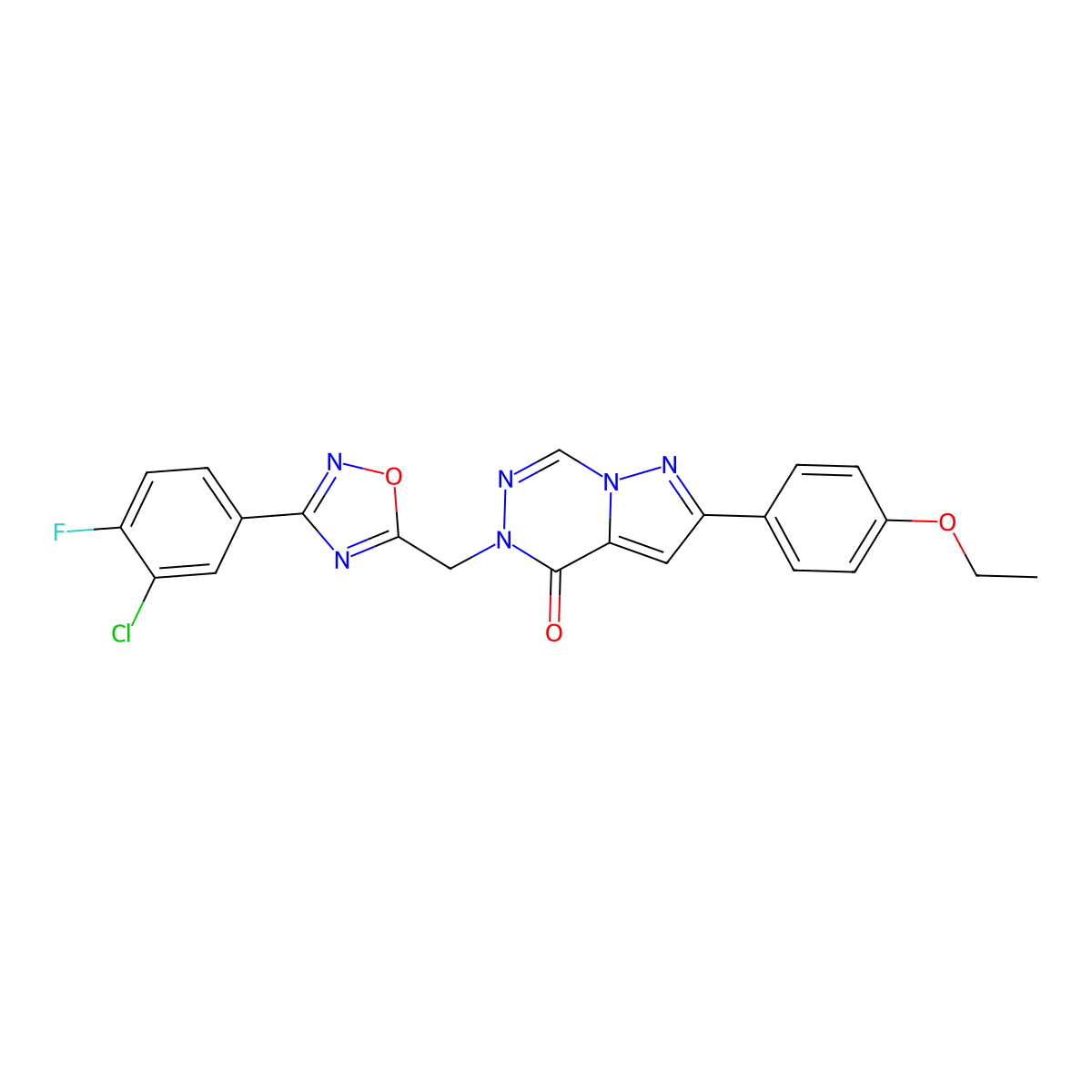 5-{[3-(3-chloro-4-fluorophenyl)-1,2,4-oxadiazol-5-yl]methyl}-2-(4-ethoxyphenyl)-4H,5H-pyrazolo[1,5-d][1,2,4]triazin-4-one molecular structure, CAS 1251618-30-0