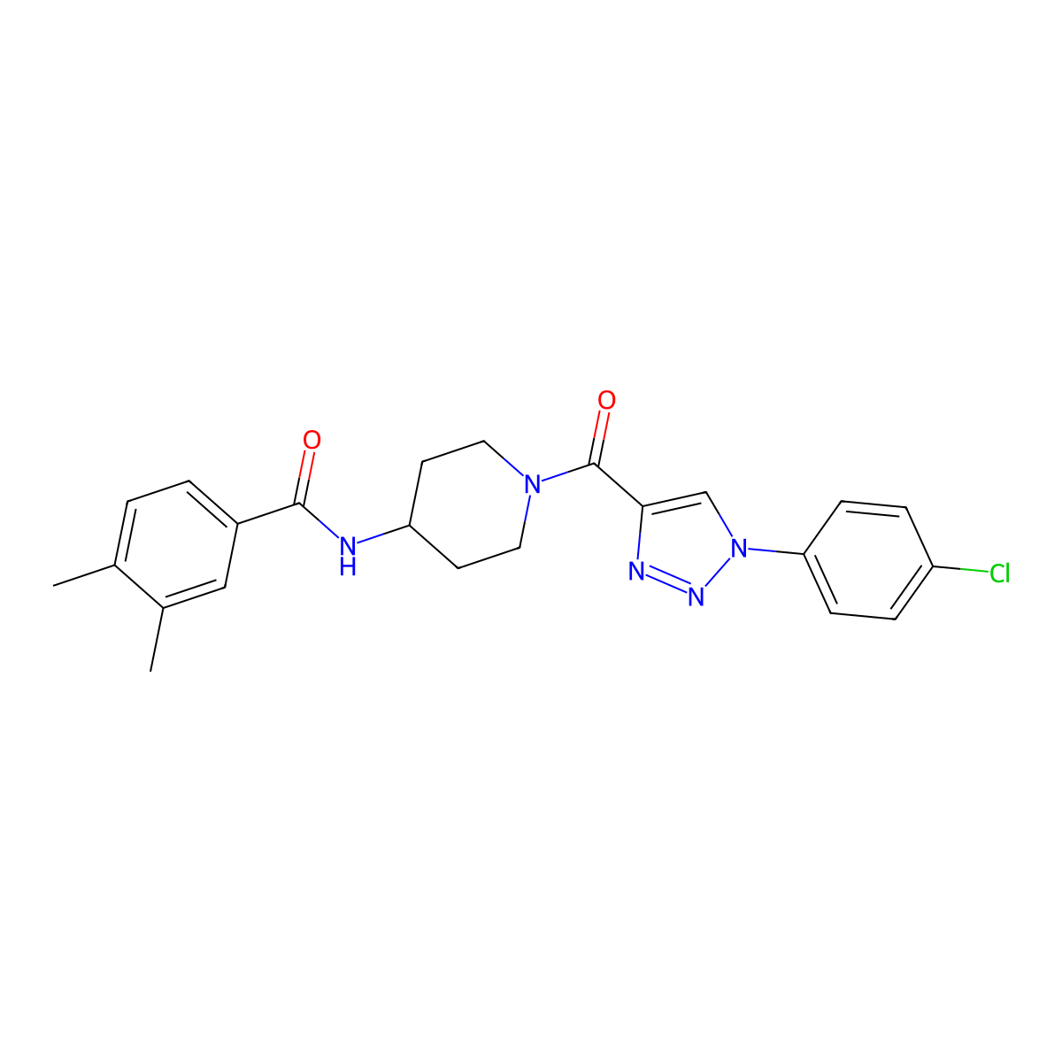 N-(1-(1-(4-chlorophenyl)-1H-1,2,3-triazole-4-carbonyl)piperidin-4-yl)-3,4-dimethylbenzamide molecular structure, CAS 1251618-32-2