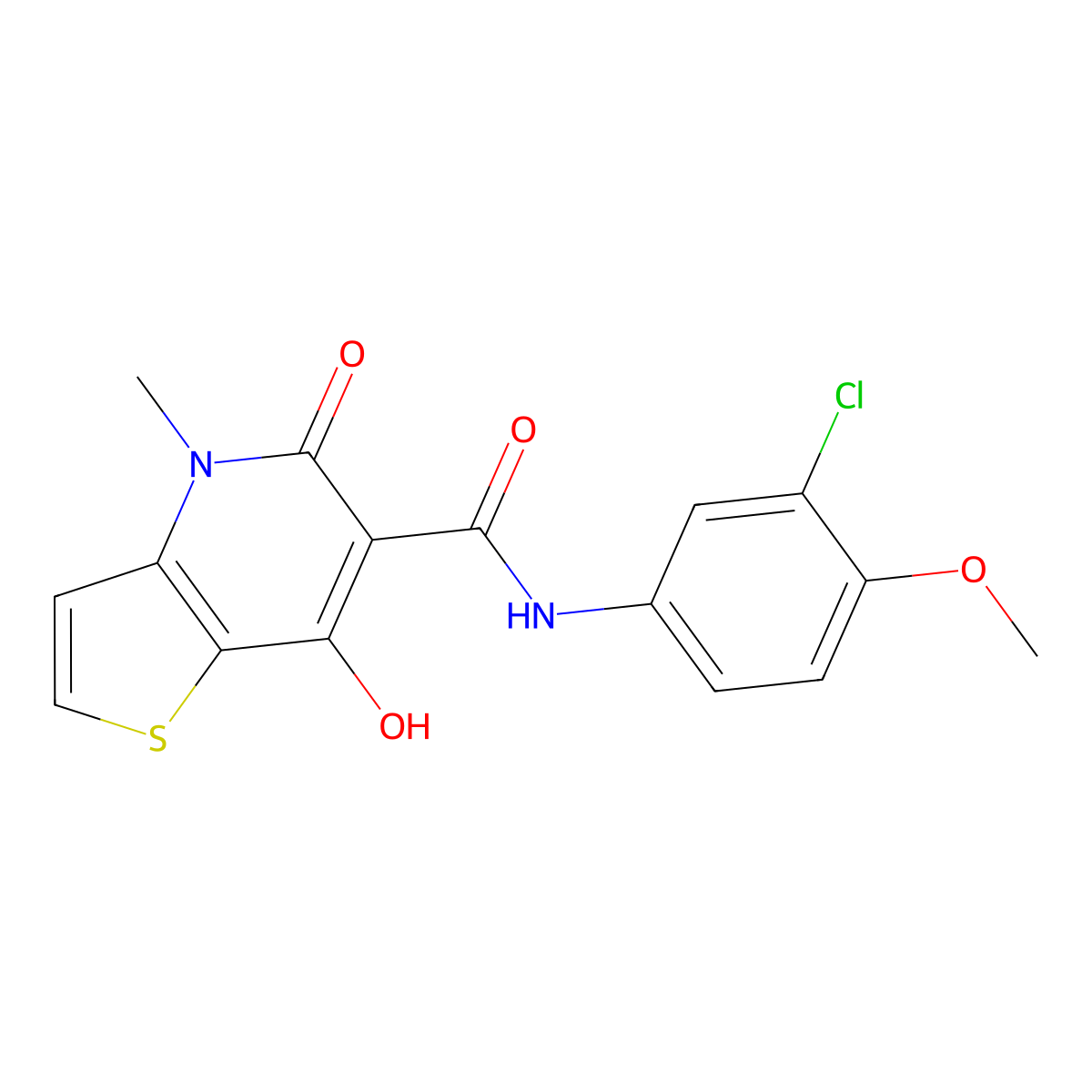 N-(3-chloro-4-methoxyphenyl)-7-hydroxy-4-methyl-5-oxo-4,5-dihydrothieno[3,2-b]pyridine-6-carboxamide molecular structure, CAS 1251618-35-5