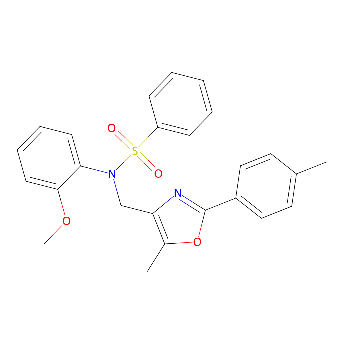 N-(2-methoxyphenyl)-N-{[5-methyl-2-(4-methylphenyl)-1,3-oxazol-4-yl]methyl}benzenesulfonamide molecular structure, CAS 1251618-36-6