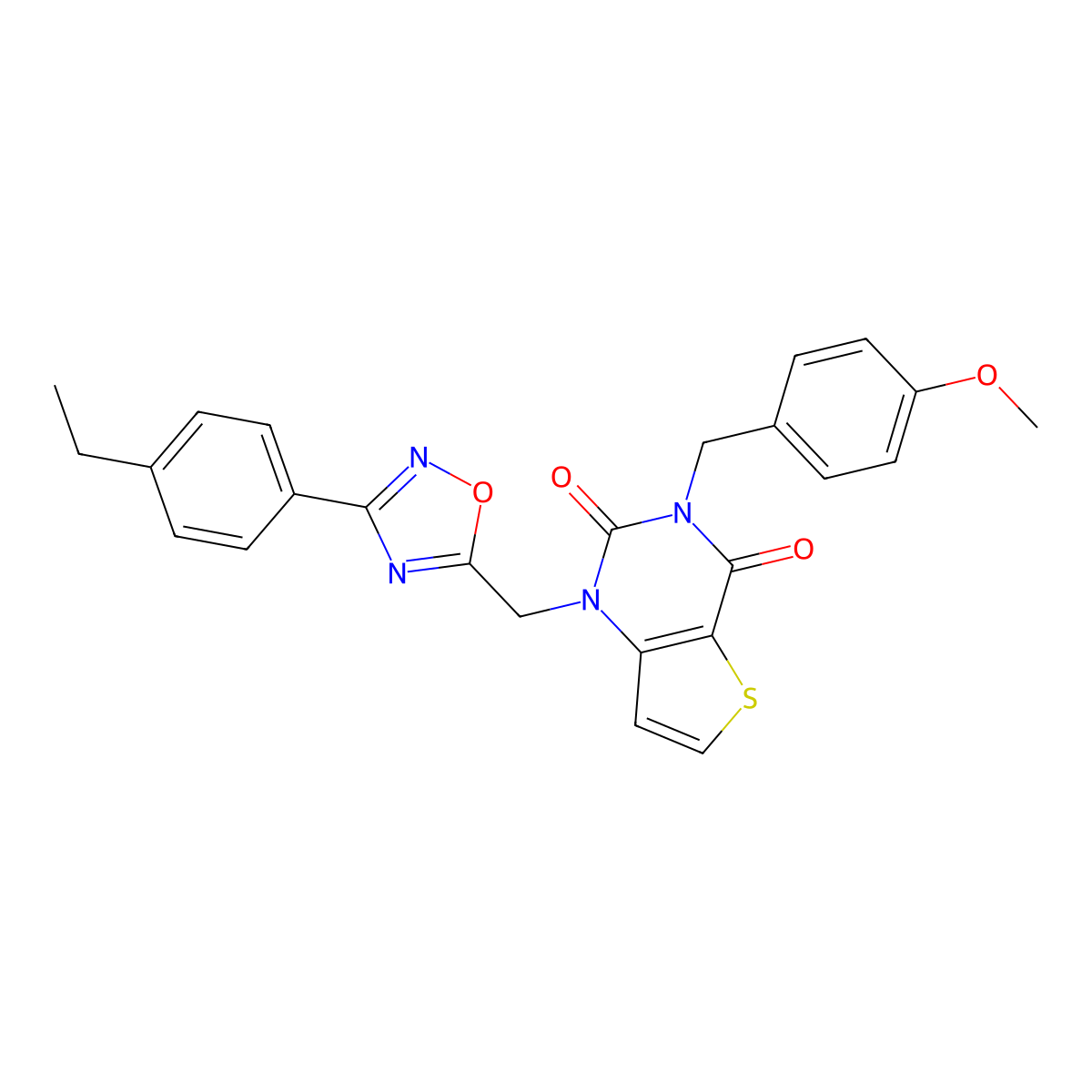 1-{[3-(4-ethylphenyl)-1,2,4-oxadiazol-5-yl]methyl}-3-[(4-methoxyphenyl)methyl]-1H,2H,3H,4H-thieno[3,2-d]pyrimidine-2,4-dione molecular structure, CAS 1251618-50-4