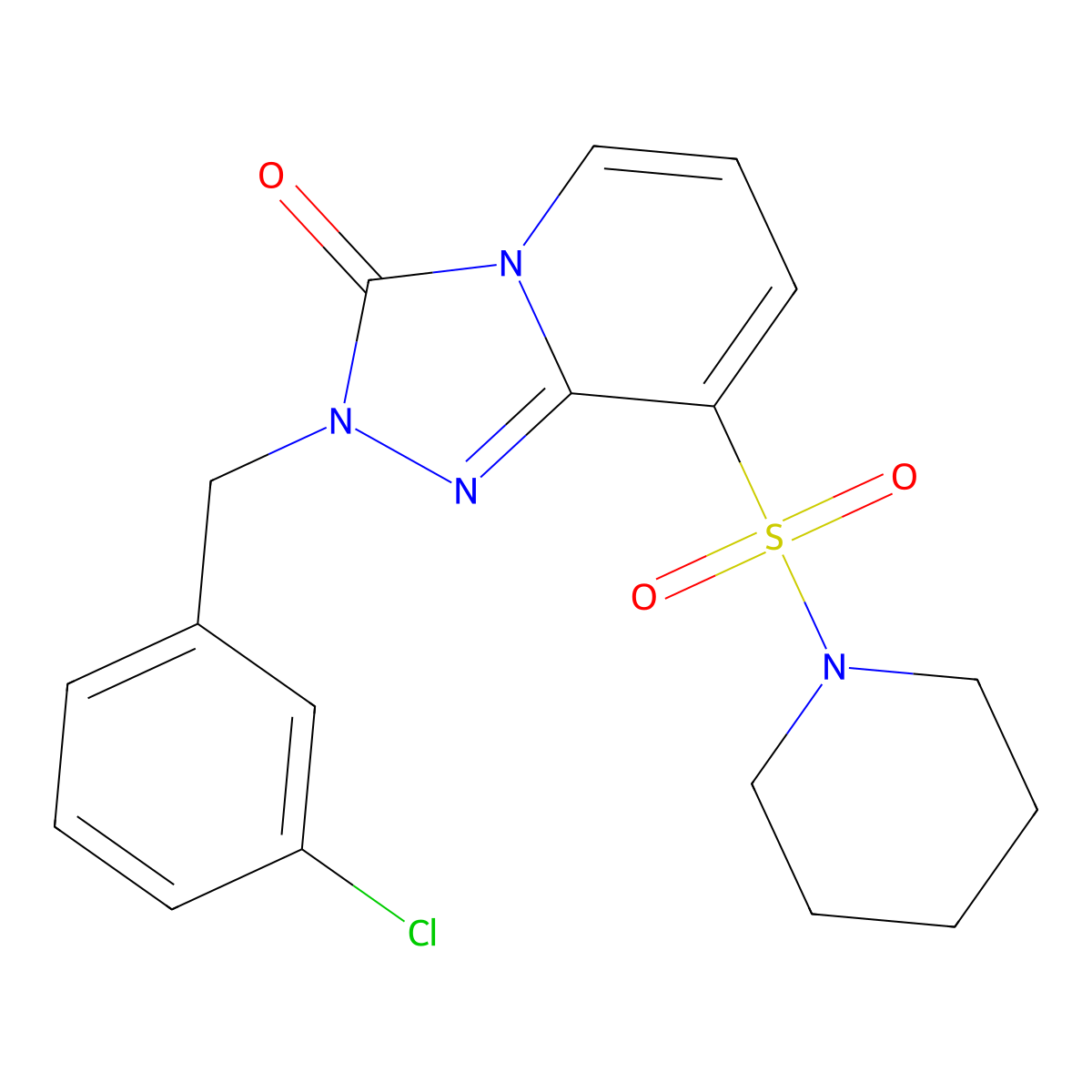 2-(3-chlorobenzyl)-8-(piperidin-1-ylsulfonyl)-[1,2,4]triazolo[4,3-a]pyridin-3(2H)-one molecular structure, CAS 1251618-51-5