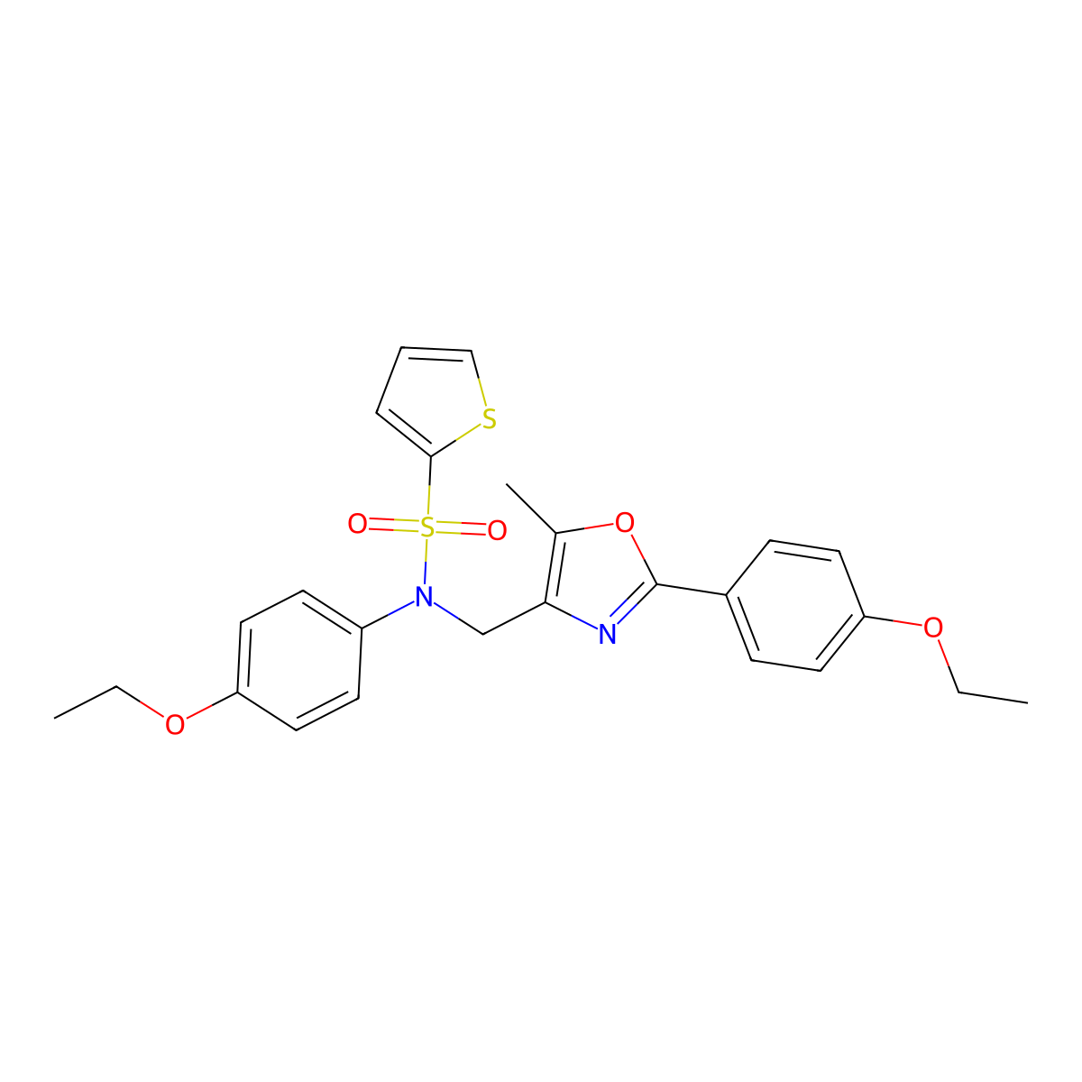 N-(4-ethoxyphenyl)-N-{[2-(4-ethoxyphenyl)-5-methyl-1,3-oxazol-4-yl]methyl}thiophene-2-sulfonamide molecular structure, CAS 1251618-53-7