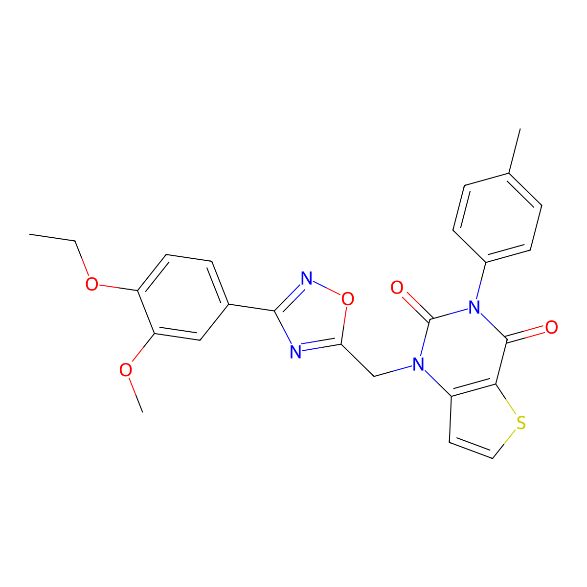 1-{[3-(4-ethoxy-3-methoxyphenyl)-1,2,4-oxadiazol-5-yl]methyl}-3-(4-methylphenyl)-1H,2H,3H,4H-thieno[3,2-d]pyrimidine-2,4-dione molecular structure, CAS 1251618-62-8