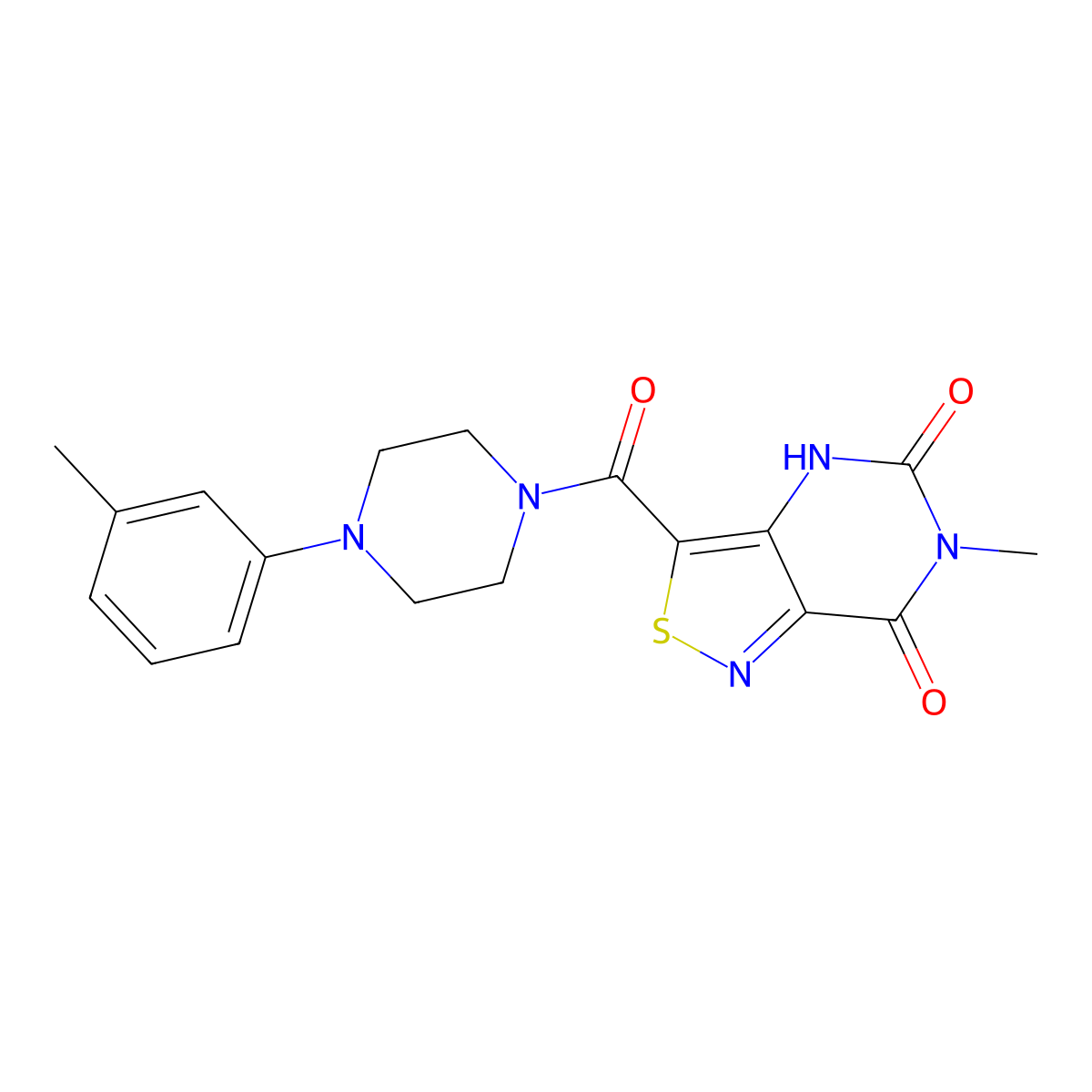 6-methyl-3-{[4-(3-methylphenyl)piperazino]carbonyl}isothiazolo[4,3-d]pyrimidine-5,7(4H,6H)-dione molecular structure, CAS 1251618-67-3