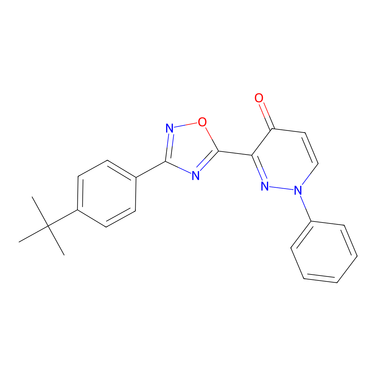 3-[3-(4-Tert-butylphenyl)-1,2,4-oxadiazol-5-yl]-1-phenyl-1,4-dihydropyridazin-4-one molecular structure, CAS 1251618-71-9