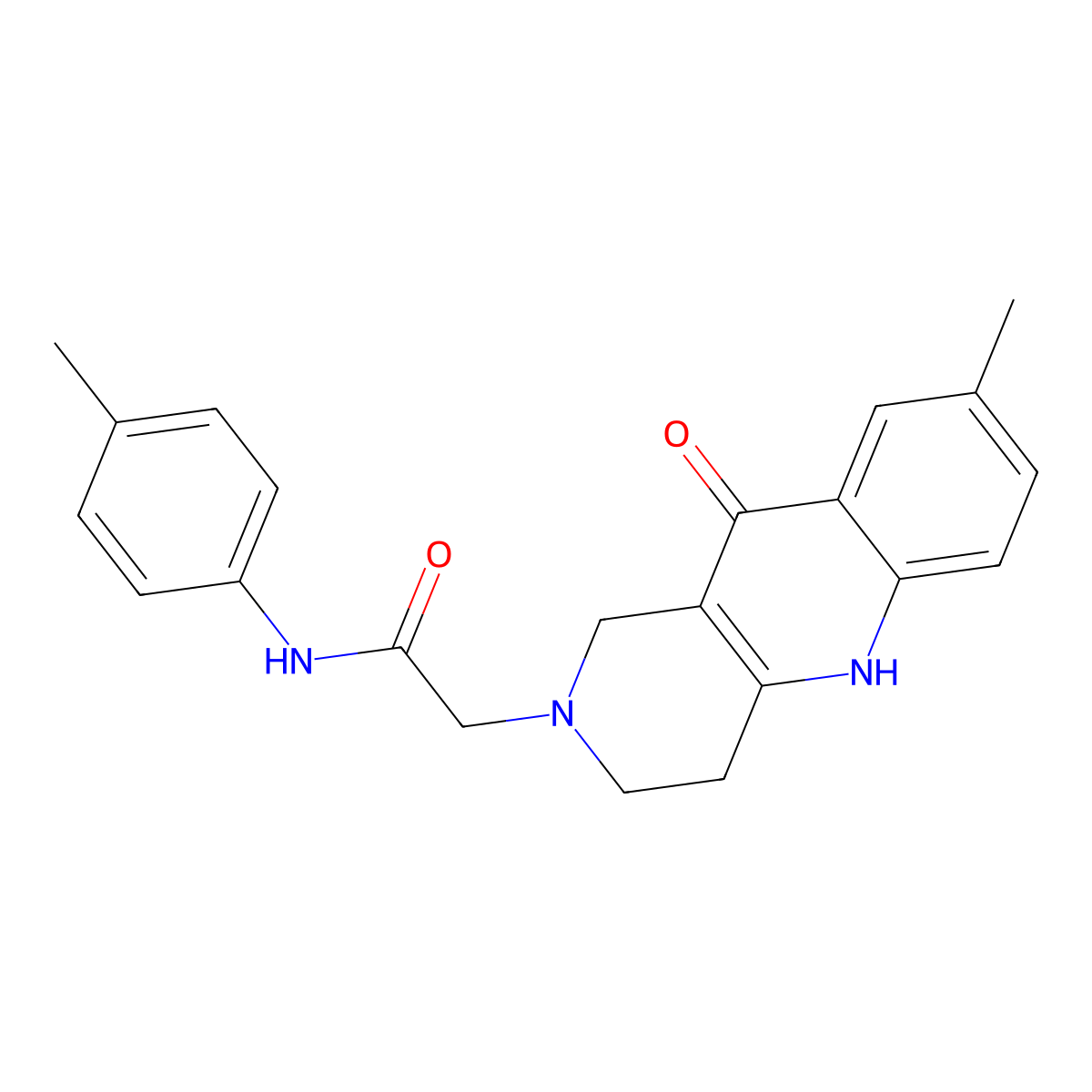 2-(8-methyl-10-oxo-3,4-dihydrobenzo[b][1,6]naphthyridin-2(1H,5H,10H)-yl)-N-(p-tolyl)acetamide molecular structure, CAS 1251618-76-4